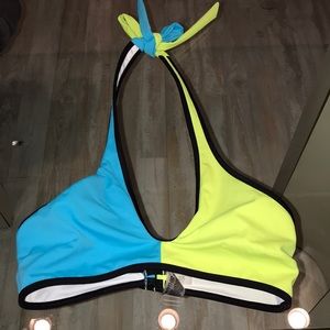 Pink Size Small Bikini Top- Neon Green / Blue